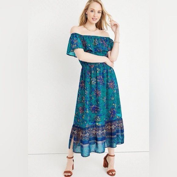 Maurices Off Shoulder Floral Maxi Dress Size Small NWT - Picture 1 of 13